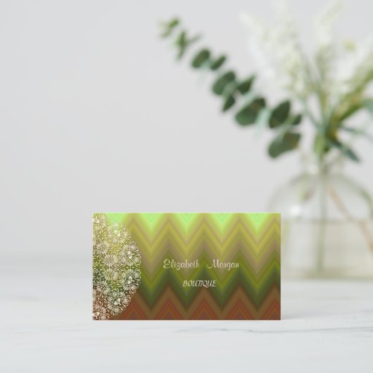 Elegant , Zigzag, Chevron, Lace Visitekaartje (Staand voorkant)