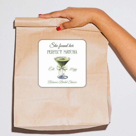 Elegant zij vond haar perfecte Matcha bruids douch Vierkante Sticker