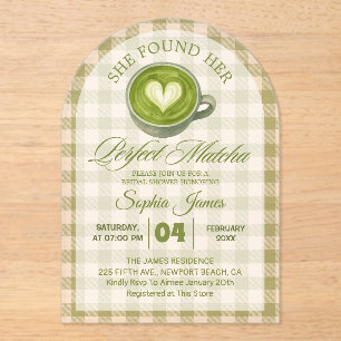 Elegant Zij Vond Haar Perfecte Matcha Bruidsuitnod Acryl Uitnodigingen