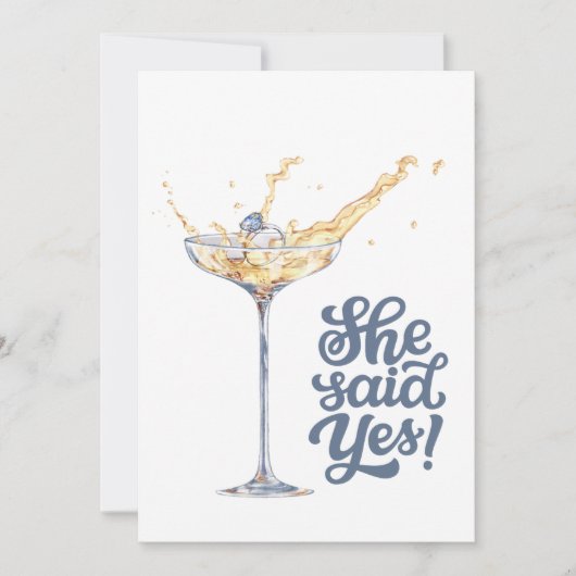 Elegant Zij Zei Ja Champagne Verloving Feest Kaart (Voorkant)