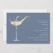 Elegant Zij Zei Ja Champagne Verloving Feest Kaart (Achterkant)