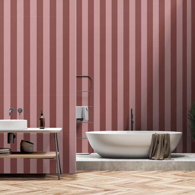 Elegant Zijde Roos en Verlegen Roze Gestreepte Pat Behang (Badkamer)
