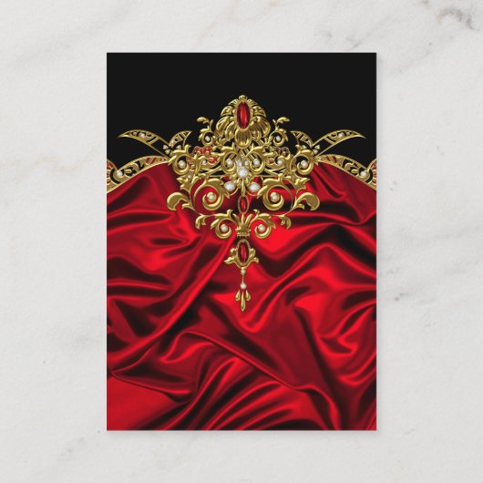 Elegant Zijde Ruby Rood gem Goud Zwart Visitekaartje (Achterkant)