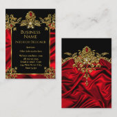 Elegant Zijde Ruby Rood gem Goud Zwart Visitekaartje (Voorkant / Achterkant)