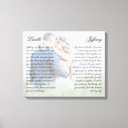 Elegant Zijn & Hers Wedding Vow Art Custom Photo Canvas Afdruk (Voorkant)