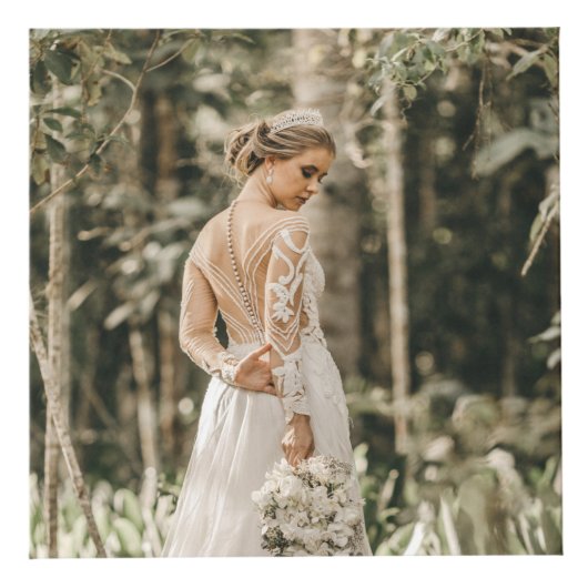 Elegant Zijn & Hers Wedding Vows Foto Keepslag Kubus (Voorkant)