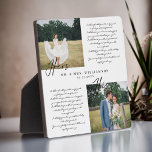 Elegant Zijn & Hers Wedding Vows Minimaal Twee Fot Fotoplaat<br><div class="desc">Passen getrouwd Mr. En Mrs. zijn trouwdag zegt & foto's keepakes plaque om je speciale dag en je liefde altijd te onthouden en je belofte aan elkaar te doen. Deze elegante trouwdag keepomwille plaque heeft een eenvoudige minimale twee foto-indeling om je eigen speciale trouwdagfoto's weer te geven. "Zijn" & "Hers"...</div>