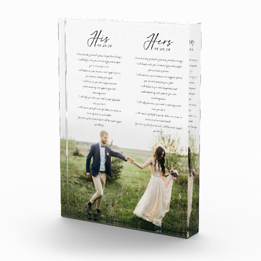 Elegant Zijn & Hers Wedding Vows Minimale Foto (Rechts)