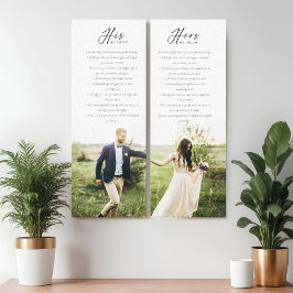 Elegant Zijn & Hers Wedding Vows Minimale Foto Canvas Afdruk