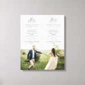 Elegant Zijn & Hers Wedding Vows Minimale Foto Canvas Afdruk (Voorkant)