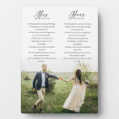 Elegant Zijn & Hers Wedding Vows Minimale Foto Fotoplaat (voorkant)