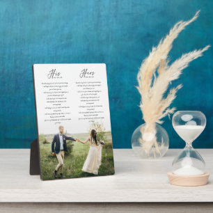 Elegant Zijn & Hers Wedding Vows Minimale Foto Fotoplaat