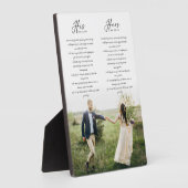 Elegant Zijn & Hers Wedding Vows Minimale Foto Fotoplaat (Zijkant)