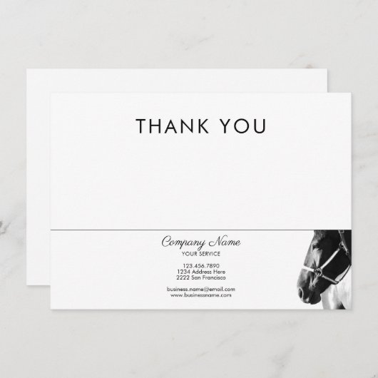 Elegant zijpaard hoofd BW Bedankt Business Notitiekaartje (Voorkant / Achterkant)