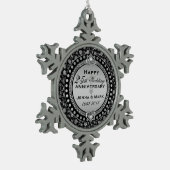 Elegant zilver 25e bruiloft Jubileum 3 Tin Sneeuwvlok Ornament (Links)