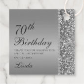 Elegant Zilver 70e Verjaardag Dank u Bedankjes Labels (Achterkant)