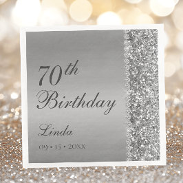 Elegant Zilver 70e Verjaardag Servet