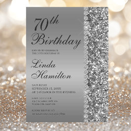 Elegant Zilver 70ste Verjaardag Kaart