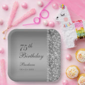 Elegant Zilver 75ste Verjaardag Papieren Bordje (Feest)