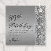 Elegant Zilver 80e Verjaardag Dank u Bedankjes Labels (Achterkant)