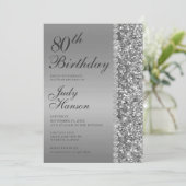 Elegant Zilver 80ste Verjaardag Kaart (Staand voorkant)