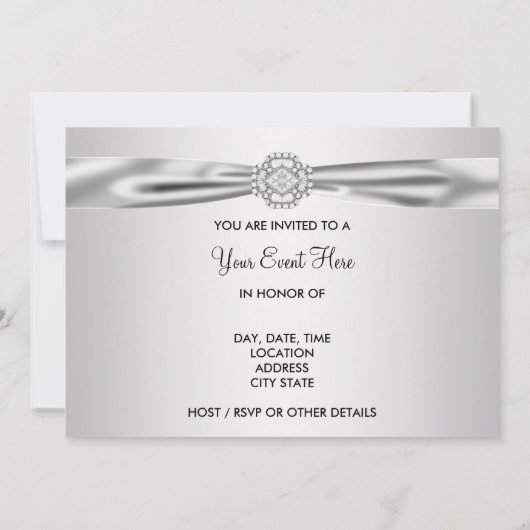 Elegant Zilver All Occasion Party Kaart (Achterkant)