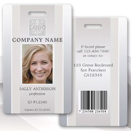 Elegant Zilver Beige Personeelsfoto Identificatieb Badge