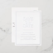 Elegant zilver Bewaar de datum Folie Uitnodiging Briefkaart (Voorkant / Achterkant)