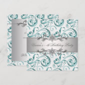 Elegant Zilver Blauw All Occasion Party Uitnodigin Kaart (Voorkant / Achterkant)