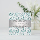 Elegant Zilver Blauw All Occasion Party Uitnodigin Kaart (Staand voorkant)