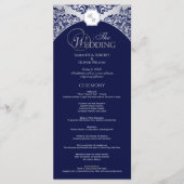Elegant Zilver Blauw Monogram Trouwprogramma Programmakaart (Voorkant)