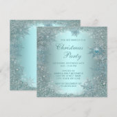 Elegant Zilver Blauwgroen Blauw Sneeuwvlok Kerstfe Kaart (Voorkant / Achterkant)