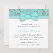 Elegant Zilver Blauwgroen Blauw Verjaardagsfeest Kaart (Achterkant)