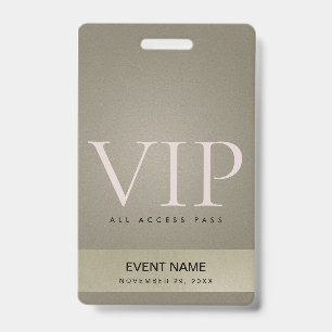 ELEGANT ZILVER BLEEK GOUD VIP EVENEMENTENTOEGANGS BADGE