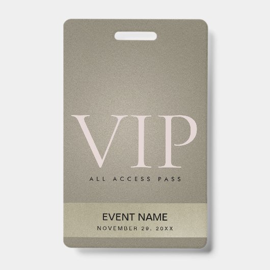 ELEGANT ZILVER BLEEK GOUD VIP EVENEMENTENTOEGANGS BADGE (Voorzijde)