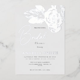 Elegant zilver bloemig Vrijgezellenfeest echt Folie Uitnodiging