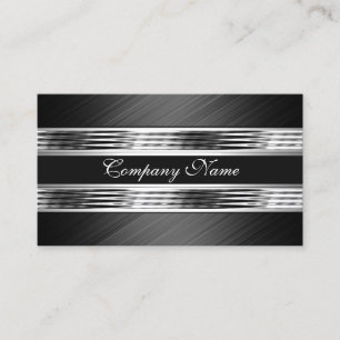 Elegant Zilver Chroom Metaal Zwart 2 Visitekaartje