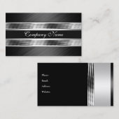 Elegant Zilver Chroom Metaal Zwart 2 Visitekaartje (Voorkant / Achterkant)