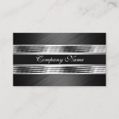 Elegant Zilver Chroom Metaal Zwart 2 Visitekaartje (Voorkant)