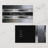 Elegant Zilver Chroom Metaal Zwart 2 Visitekaartje (Voorkant / Achterkant)