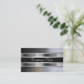 Elegant Zilver Chroom Metaal Zwart 2 Visitekaartje (Staand voorkant)