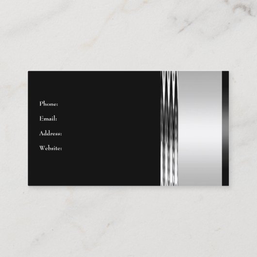 Elegant Zilver Chroom Metaal Zwart 3 Visitekaartje (Achterkant)