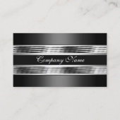 Elegant Zilver Chroom Metaal Zwart 3 Visitekaartje (Voorkant)