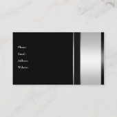 Elegant Zilver Chroom Metaal Zwart Visitekaartje (Achterkant)