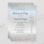 Elegant zilver Confetti glas zilver pensioen Kaart (Voorkant / Achterkant)