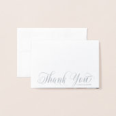 Elegant zilver dank u bruiloft kalligrafie FOTO Folie Kaarten (Voorkant met envelop)