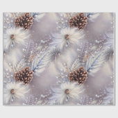 Elegant zilver & dennen kralen kerstbloem cadeaupapier (Vlak)