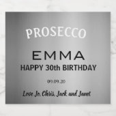Elegant zilver elke leeftijd 30e verjaardag partij sparkling wijnetiket (Enkel label)
