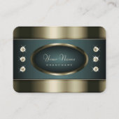 Elegant Zilver en Blauw Gradiënt met Strass Visitekaartje (Voorkant)