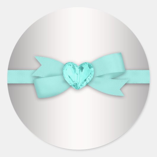 Elegant zilver en Blauwgroen blauw Stickers (Voorkant)